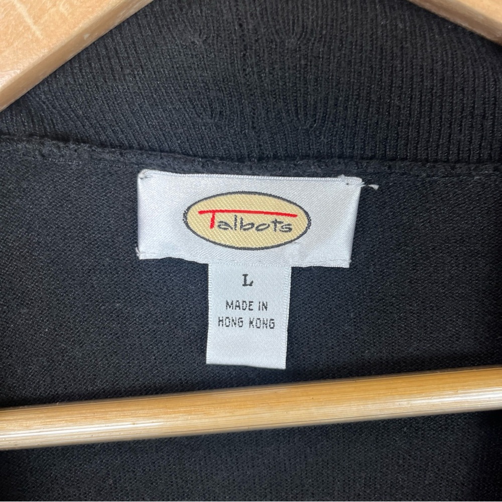 Talbots Sweater Womens Large Black Wrap Short Sleeve Side Tie Stretch- 3870 - Picture 4 of 10